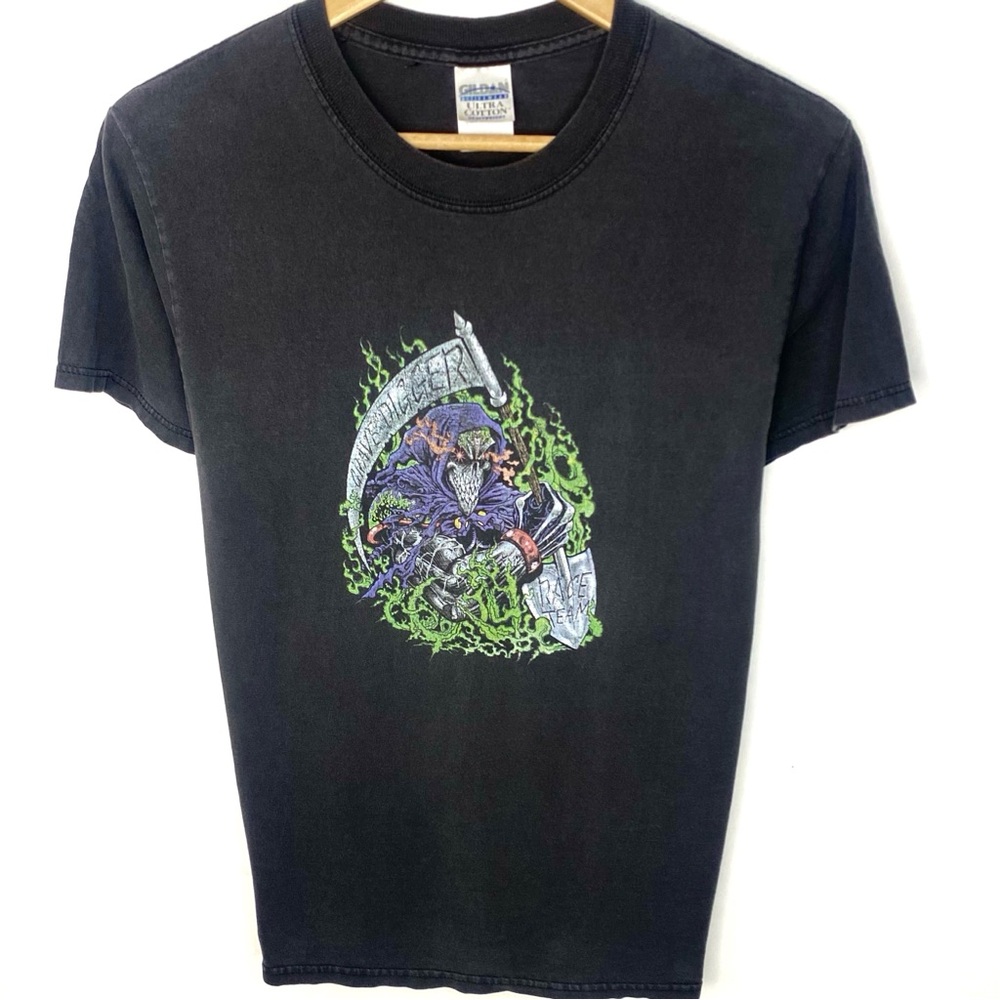 Vintage Grave Digger Monster Truck Black Sun Faded Double Sided T Shirt Small